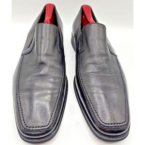 Monte Rosso Loafers Dress Shoes Mens Size 10 Black Leather Slip On Made in Italy